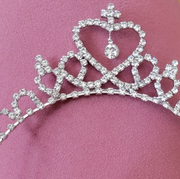 CUTE Girl's Rhinestone CZ Dangle Charm Tiara Headband with Cross - Picture 4 of 4